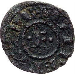 Monete e Medaglie di Zecche Italiane.   Brindisi. Federico II (1197-1250). Quarto di denaro.    Sp. 