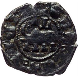 Monete e Medaglie di Zecche Italiane.   Catania. Federico IV (1355-1377). Denaro.    Sp. 266/273. MI