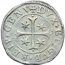 Monete e Medaglie di Zecche Italiane.   Genova. Dogi Biennali (1528-1797). Scudo stretto 1685.    MI