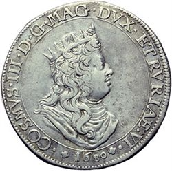 Monete e Medaglie di Zecche Italiane.   Livorno. Cosimo III de' Medici (1670-1723). Tollero 1680.   
