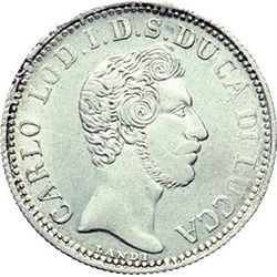 Monete e Medaglie di Zecche Italiane.   Lucca. Carlo Lodovico di Borbone (1824-1847). 2 lire 1837.  