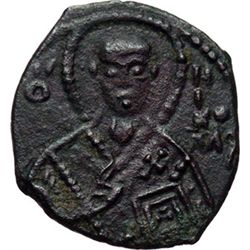 Monete e Medaglie di Zecche Italiane.   Messina. Ruggero II (1105-1154). Follaro, con S. Nicola.    