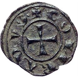 Monete e Medaglie di Zecche Italiane.   Messina. Corrado I (1250-1254). Mezzo denaro.    Sp. 157. MI