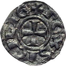 Monete e Medaglie di Zecche Italiane.   Messina o Brindisi. Federico II (1197-1250). Denaro coniato 