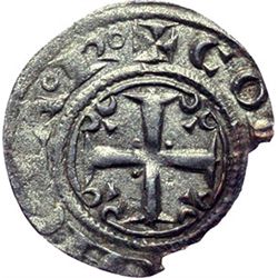 Monete e Medaglie di Zecche Italiane.   Messina o Brindisi. Federico II (1197-1250). Mezzo denaro co