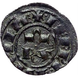 Monete e Medaglie di Zecche Italiane.   Messina o Brindisi. Corrado I (1250-1254). Mezzo denaro con 