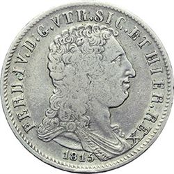 Monete e Medaglie di Zecche Italiane.   Napoli. Ferdinando IV (1759-1816). Piastra 1815.    MIR 449.
