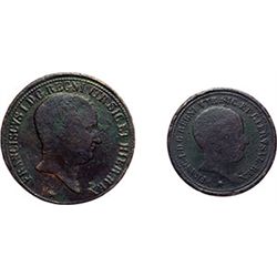Monete e Medaglie di Zecche Italiane.   Napoli. Francesco I (1825-1830). Lotto di 2 monete: 10 torne