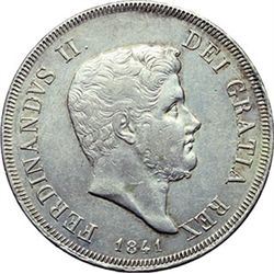 Monete e Medaglie di Zecche Italiane.   Napoli. Ferdinando II (1830-1859). Piastra 1841.    MIR 501/