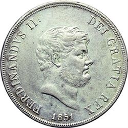 Monete e Medaglie di Zecche Italiane.   Napoli. Ferdinando II (1830-1859). Piastra 1851.    MIR 501/