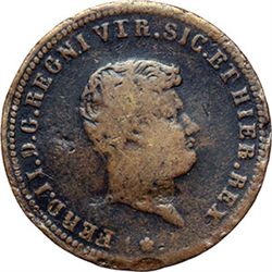Monete e Medaglie di Zecche Italiane.   Napoli. Ferdinando II (1830-1859). Un tornese e mezzo 1832. 