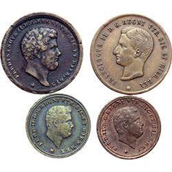 Monete e Medaglie di Zecche Italiane.   Napoli. Ferdinando II (1830-1859). Lotto di 4 monete: 2 torn