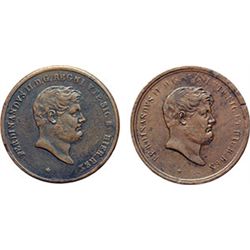 Monete e Medaglie di Zecche Italiane.   Napoli. Ferdinando II (1830-1859). Lotto di 2 monete: 10 tor