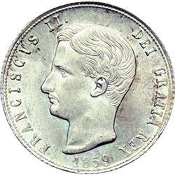 Monete e Medaglie di Zecche Italiane.   Napoli. Francesco II (1859-1860). 20 grana 1859.    MIR 539.