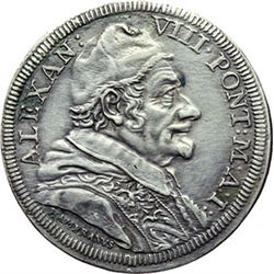 Monete e Medaglie di Zecche Italiane.   Roma. Alessandro VIII (1689-1691), Pietro Vito Ottoboni. Tes