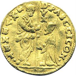 Monete e Medaglie di Zecche Italiane.   Venezia. Pasquale Cicogna (1585-1595). Zecchino.    Paol. 1.