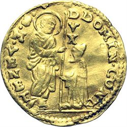 Monete e Medaglie di Zecche Italiane.   Venezia. Domenico Contarini (1659-1674). Zecchino.    Paol. 