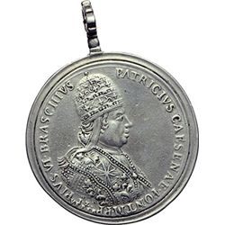 Medaglie Papali.    Pio VI (1775-1799), Giovanni Angelo Braschi. Medaglia con appiccaglia 1775 omagg
