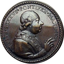 Medaglie Papali.    Pio VI (1775-1799), Giovanni Angelo Braschi. Medaglia 1779.  Forte Urbano.  D/ B