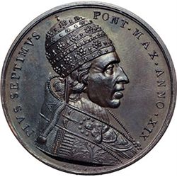 Medaglie Papali.    Pio VII (1800-1823), Barnaba Chiaramonti. Medaglia annuale, anno XIX.  D/ Busto 