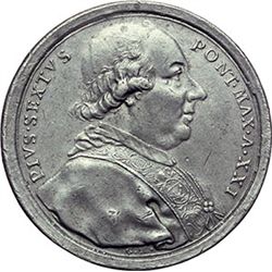 Medaglie Papali.    Pio VI (1775-1799), Giovanni Angelo Braschi. Medaglia A. XXI, per l'ospitalità o