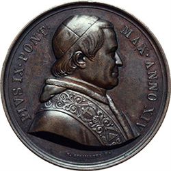 Medaglie Papali.    Pio IX (1846-1878), Giovanni Mastai Ferretti. Medaglia annuale, anno XIV.  D/ Bu