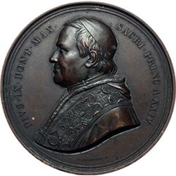 Medaglie Papali.    Pio IX  (1846-1878), Giovanni Mastai Ferretti. Medaglia massimo modulo, 1869 per