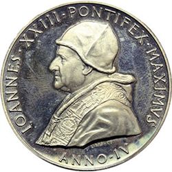 Medaglie Papali.    Giovanni XXIII (1958-1963), Angelo Roncalli. Medaglia annuale, anno IV.  D/ Bust