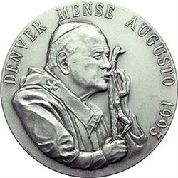 Medaglie Papali.    Giovanni Paolo II (1978-2005), Karol Wojtyla. Medaglia 1993 per la VII giornata 