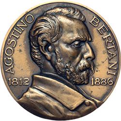 Medaglie e Placchette.   Milano. Agostino Bertani (1812-1886), Medico patriota e politico. Medaglia 