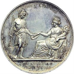 Medaglie e Placchette.   Perugia.  Medaglia 'Al Benemerito' della Società Economico-Agraria.     AG.