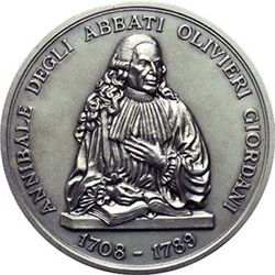 Medaglie e Placchette.   Pesaro. Annibale Degli Abbati Olivieri Giordani (1708-1789). Coppia di meda