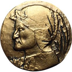 Medaglie e Placchette.   Ravenna. Dante Alighieri (1265-1321). Medaglia 1973 .     AE.   mm. 58.00 I