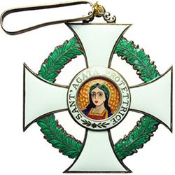 Medaglie e Placchette.   San Marino.  Croce da commendatore di Sant'Agata ai Benemerenti.        mm.