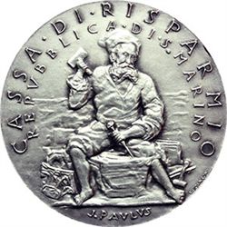 Medaglie e Placchette.   San Marino.  Medaglia 1982, per il centenario della Cassa di Risparmio di S