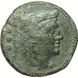 Roman Republican.    Corn-ear series. Quadrans, Sicily ca 214-212. Obv.: Head of Hercules right, beh