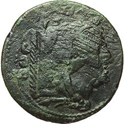 Roman Republican.    Corn-ear series. Quadrans, Sicily ca 214-212. Obv.: Head of Hercules right, beh