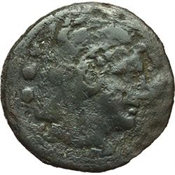Roman Republican.    Corn-ear series. Quadrans, Sicily ca 214-212. Obv.: Head of Hercules right, beh