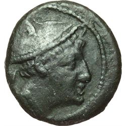 Roman Republican.     Semuncia, Sicily ca 214-212. Obv.: Head of Mercury right. Rev.: Prow right; ab