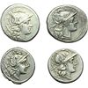 Image 1 : Roman Republican.     Lot of 4 denari. Obv.: Helmeted head of Roma right; behind X. Rev.: The Dioscu