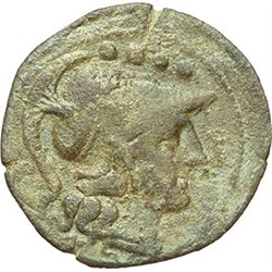 Roman Republican.     Triens, ca after 211. Obv.: Head of Minerva right; above four pellets. Rev.: P