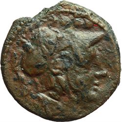 Roman Republican.     Triens, Sardinia after 211 B.C. Obv.: Helmeted head of Minerva right; above, f