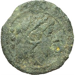 Roman Republican.    'Caduceus' series. Quadrans, 'heavy series'. Central Italy ca 211-208. Obv.: He