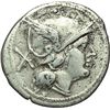 Image 1 : Roman Republican.    'Victory'  series. Denarius, Central Italy ca 211-208. Obv.: Helmeted head of R