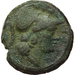 Roman Republican.    'Victory'  series. Triens, 'light series'. Central Italy ca 211-208. Obv.: Helm