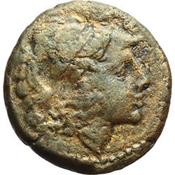 Roman Republican.    'Rostrum tridens' series. Triens, Sicily ca 207-206. Obv.: Helmeted head of Min