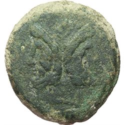 Roman Republican.    'Corn-ear (third)' series. As, Sicily ca 190. Obv.: Laureate head of Janus, abo