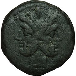 Roman Republican.    'Victory'  series. As, Sicily circa 209-208. Obv.: Laureate head of Janus; abov