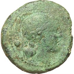 Roman Republican.    'H' series. Uncia, South East Italy ca 211-210. Obv.: Helmeted head of Roma rig