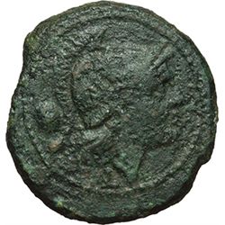 Roman Republican.    'L' series. Uncia, Luceria ca 214-212. Obv.: Helmeted head of Roma right; behin